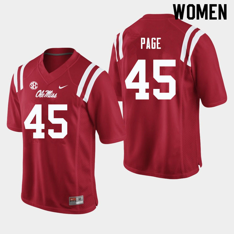 Women #45 Fred Page Ole Miss Rebels College Football Jerseys Sale-Red - Click Image to Close